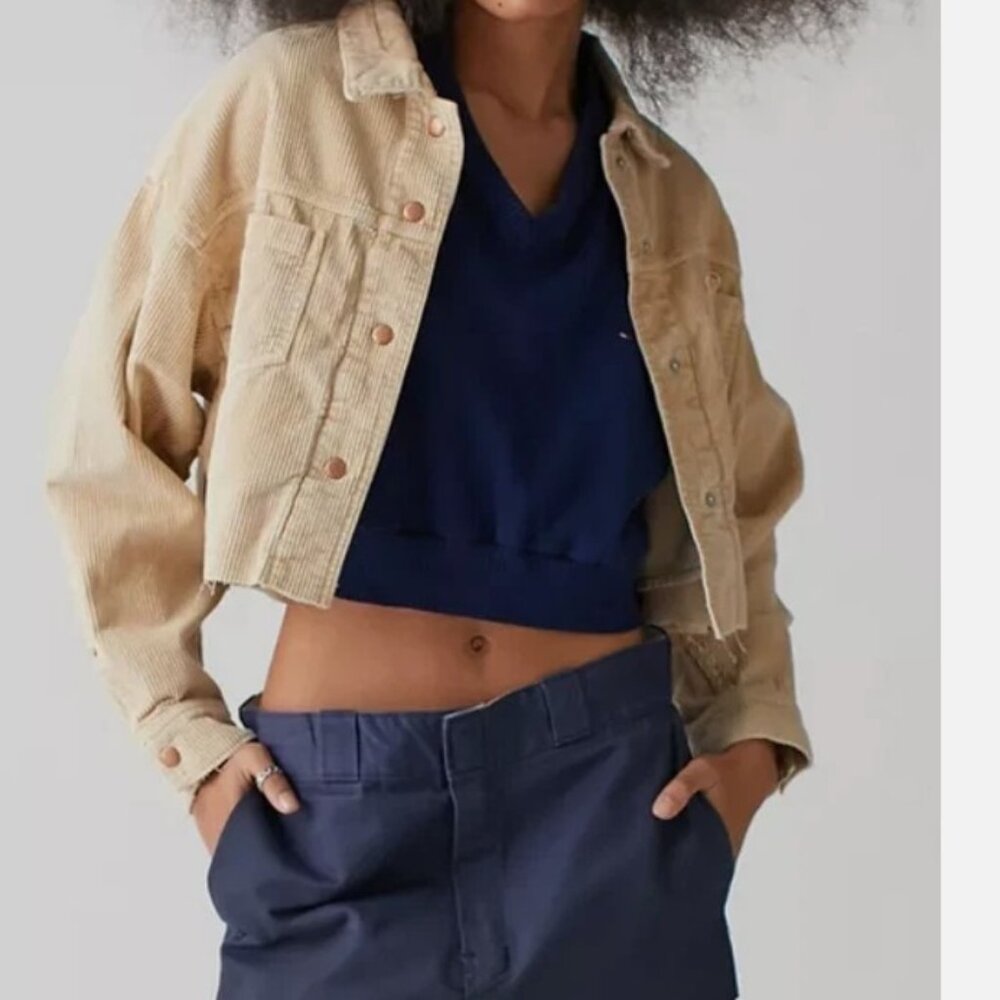 RSQ Corduroy Cropped Raw Edge Shacket Size Medium